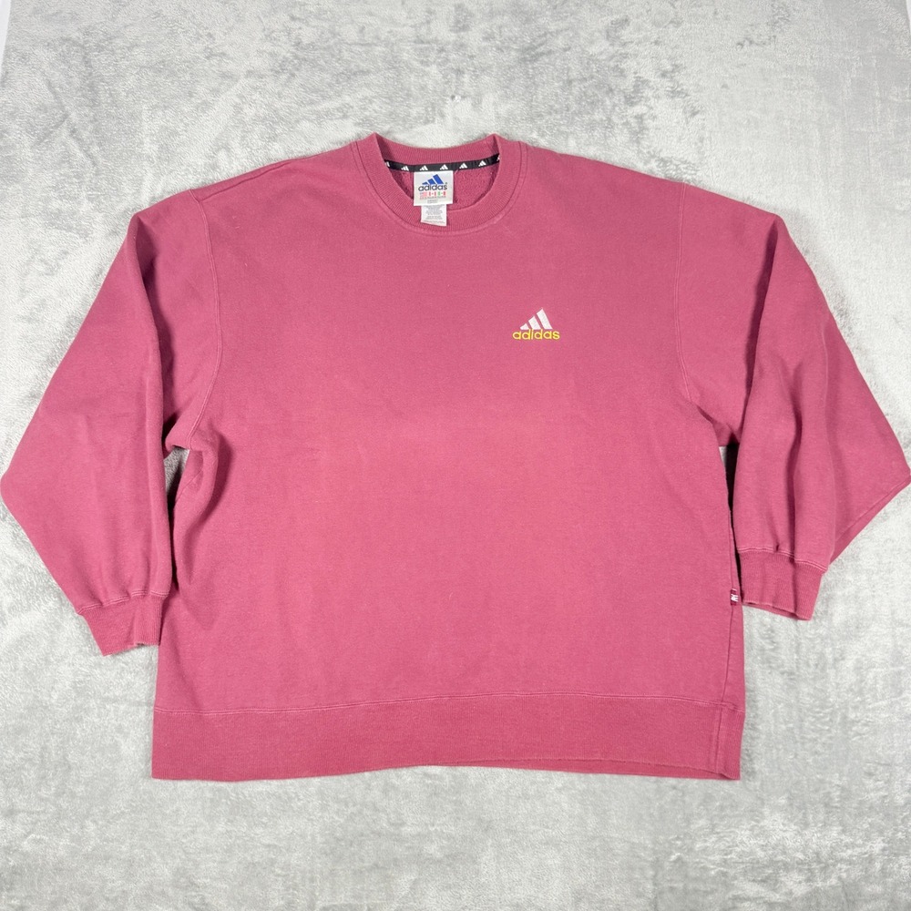 Vintage Adidas Mens XL Sweatshirt Pink Crewneck Fleece Pullover